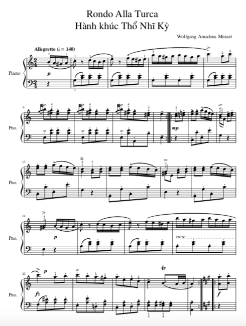 Wolfgang Amadeus Mozart - Rondo Alla Turca for Piano